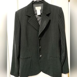 Tribeca studio women's jacket black with white stripes size 10 petite